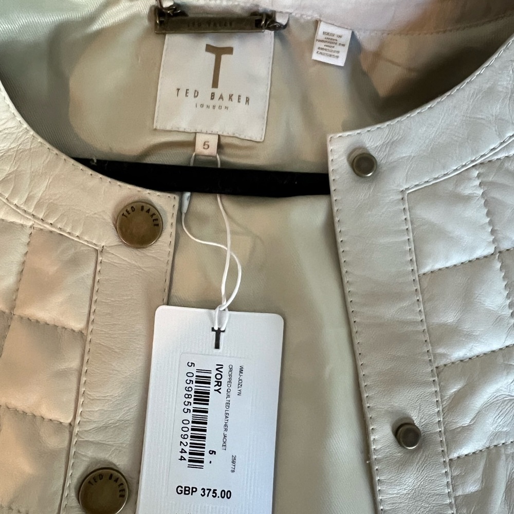Ted Baker cream/nude color leather jacket - Picture 4 of 10